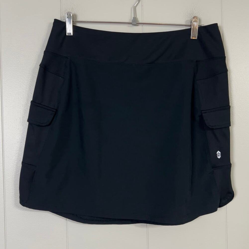 Free Country Womens Large Black Cargo Skort Built In Shorts Hiking Golf